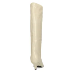 Off white hoge laarzen met kitten heel