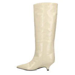 Off white hoge laarzen met kitten heel