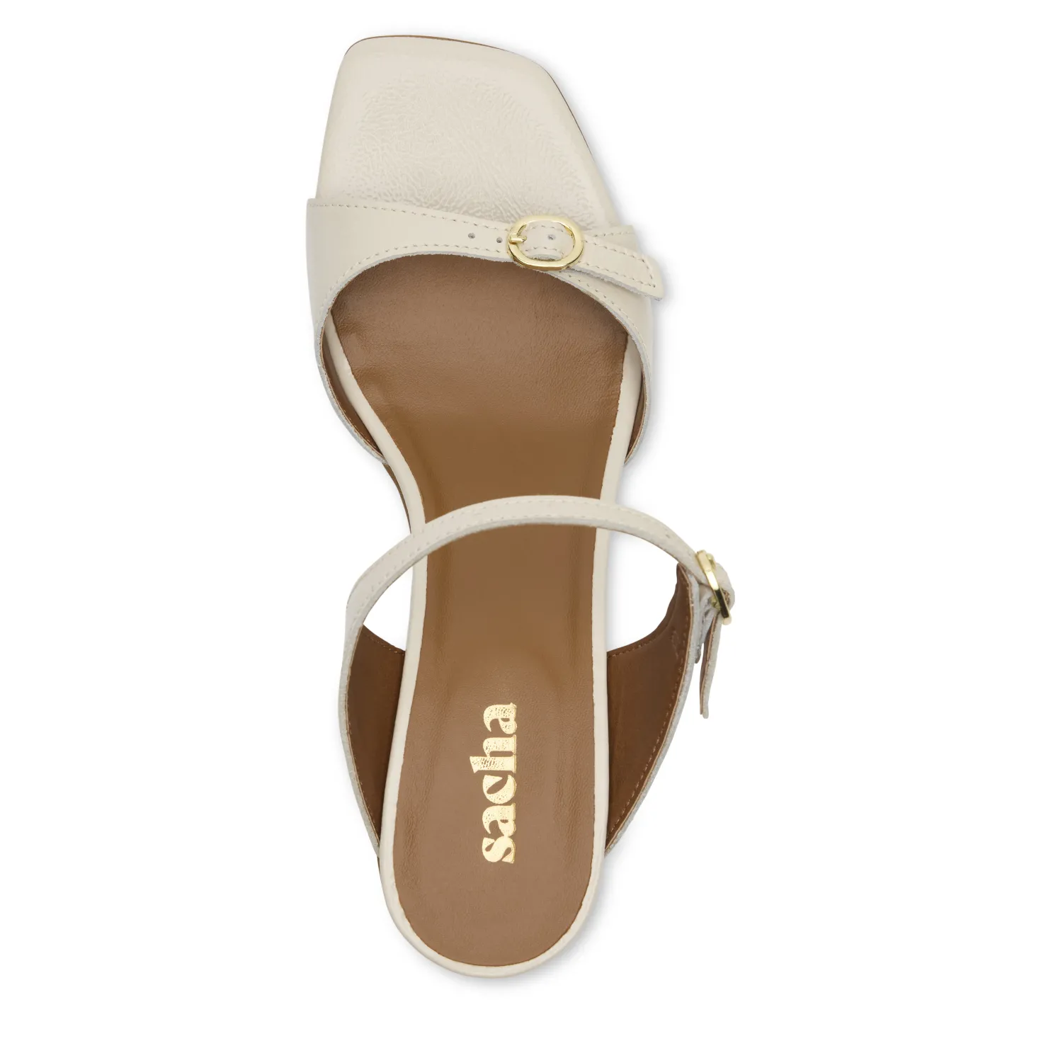 Off white lakleren sandalen met hak
