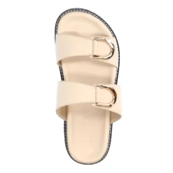 Off white leren slippers met goudkleurige details