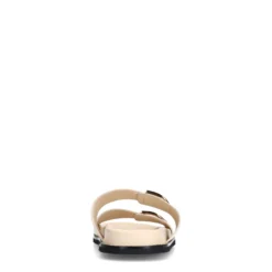 Off white leren slippers met goudkleurige details