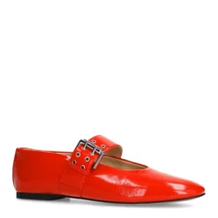 Rode lak buckle ballerina's