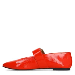 Rode lak buckle ballerina's