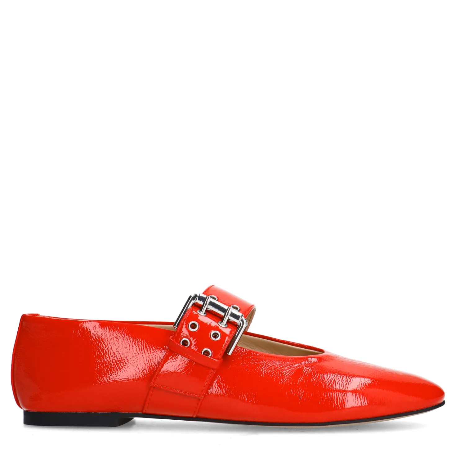 Rode lak buckle ballerina's