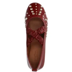Rode leren ballerina's met studs