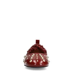 Rode leren ballerina's met studs