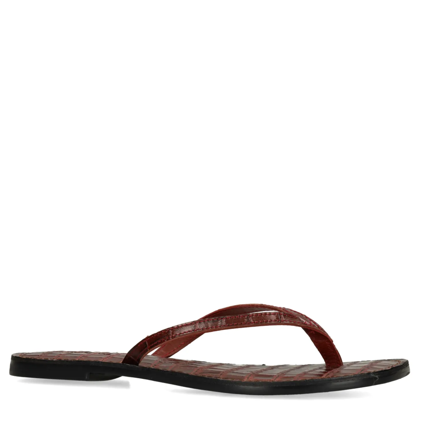 Rode leren croco teenslippers