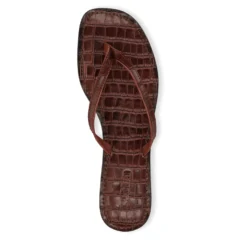 Rode leren croco teenslippers