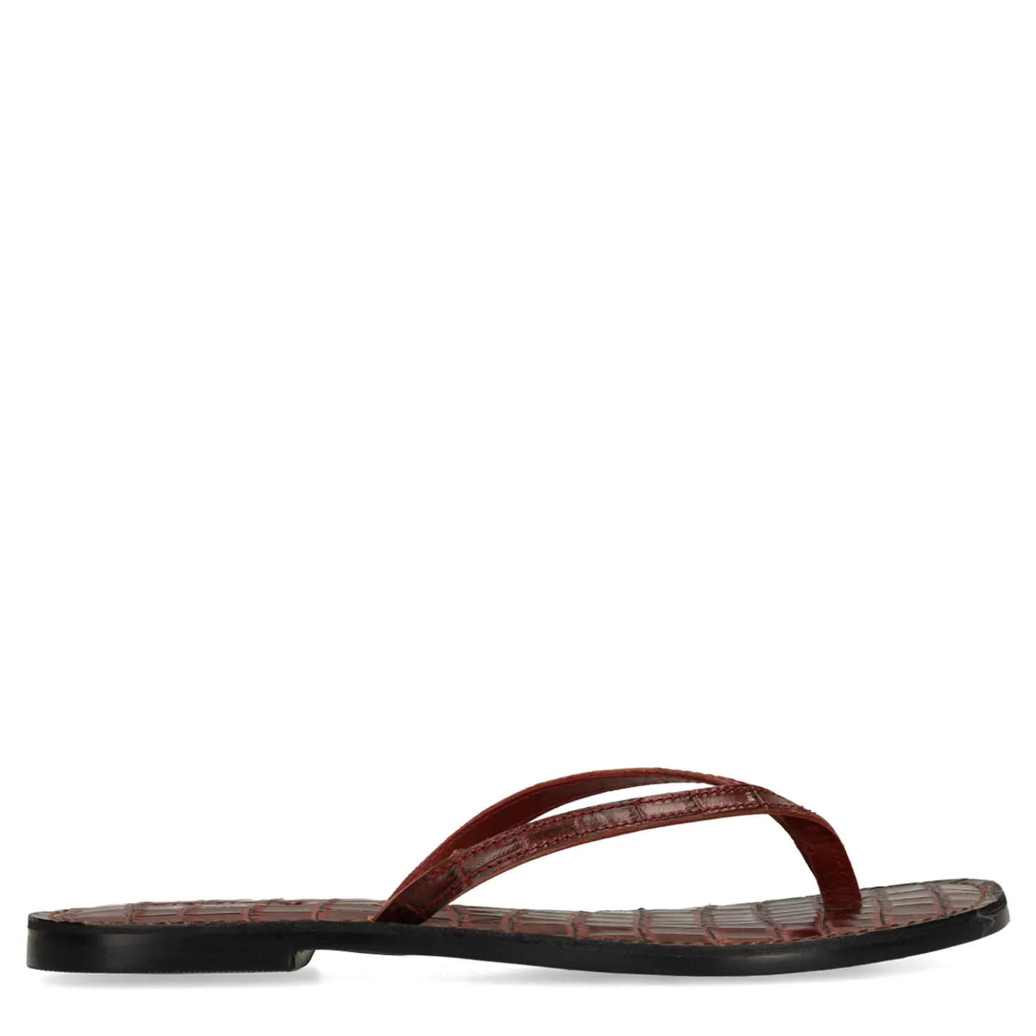 Rode leren croco teenslippers