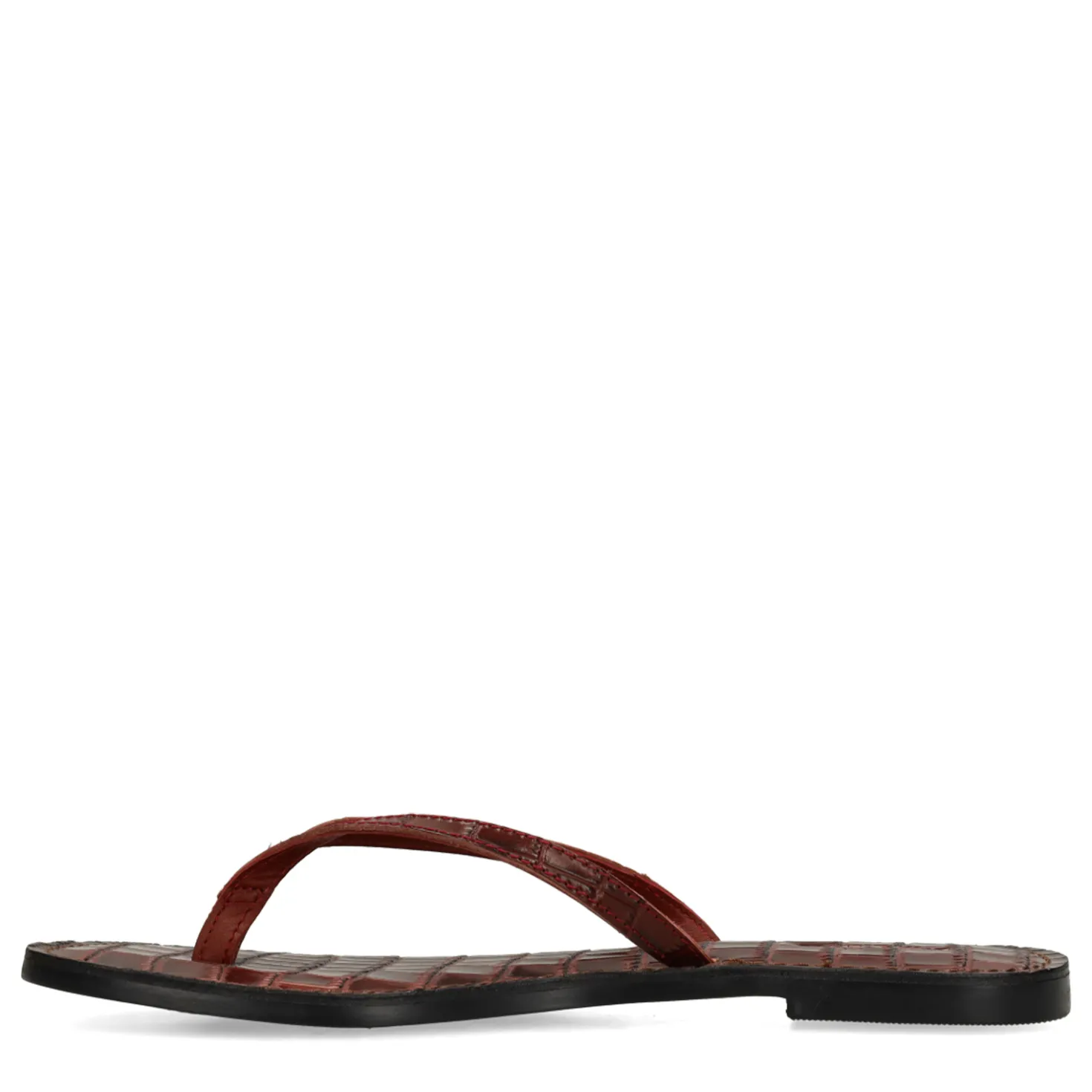 Rode leren croco teenslippers