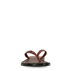 Rode leren croco teenslippers
