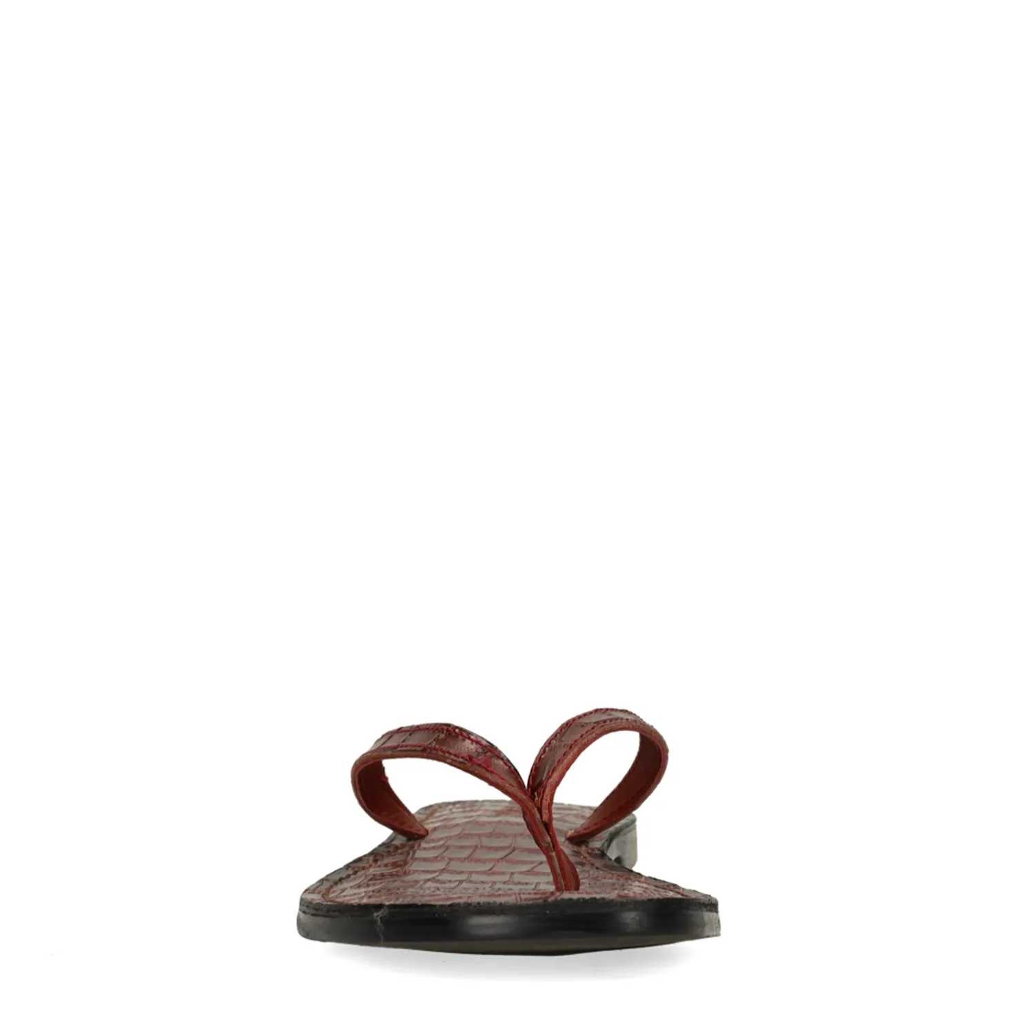 Rode leren croco teenslippers