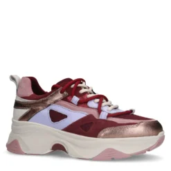Rode leren platform sneakers