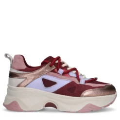 Rode leren platform sneakers