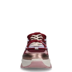 Rode leren platform sneakers