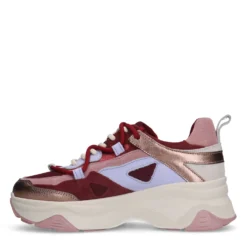 Rode leren platform sneakers