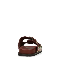Rode slippers met goudkleurige buckles