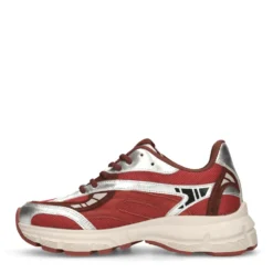 Rode sneakers met zilveren metallic details
