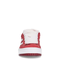 Rode suède sneakers met witte details