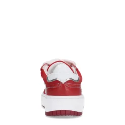 Rode suède sneakers met witte details