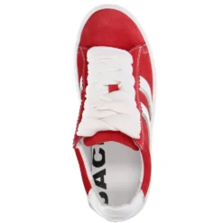 Rode suède sneakers met witte details