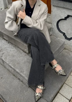 Snake buckle slingbacks