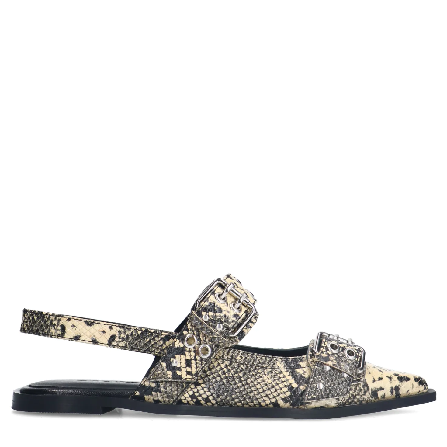 Snake buckle slingbacks