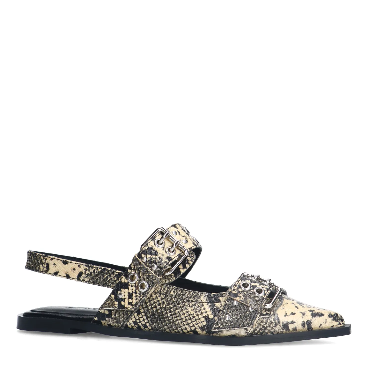 Snake buckle slingbacks