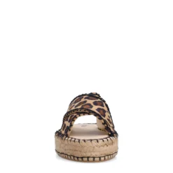 Suède leopard plateau slippers