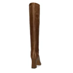 Taupe leren hoge laarzen met hak