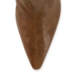 Taupe leren hoge laarzen met hak