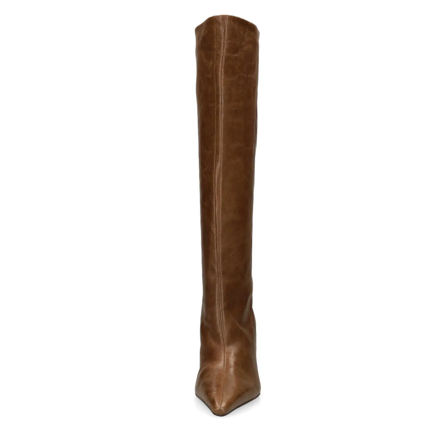 Taupe leren hoge laarzen met hak