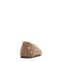 Taupe suède ballerina's met zilverkleurige studs