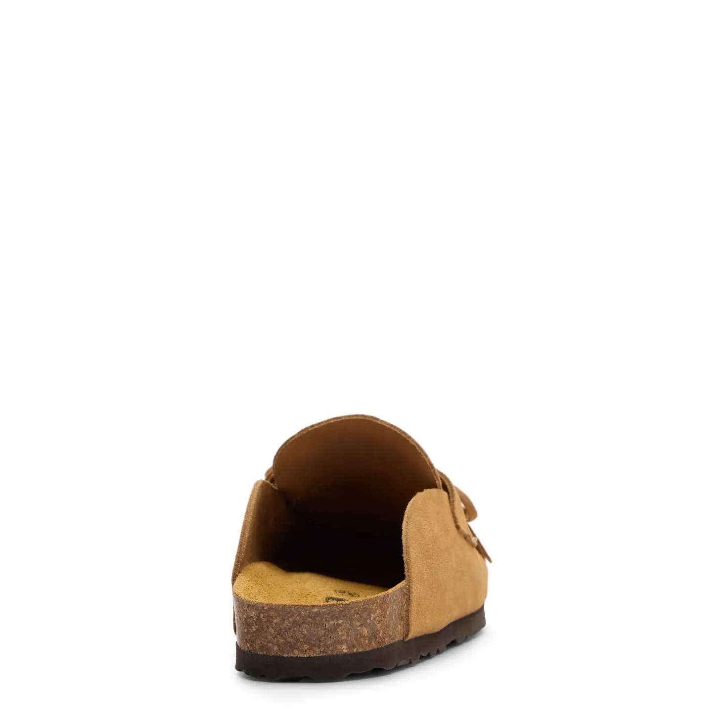 Taupe suède clogs met franjes