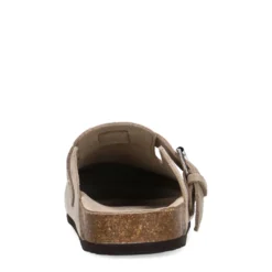 Taupe suède clogs met gesp