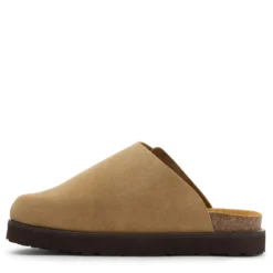 Taupe suède clogs met gesp