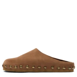 Taupe suède clogs met studs