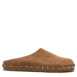 Taupe suède clogs met studs
