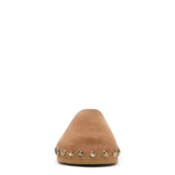 Taupe suède clogs met studs