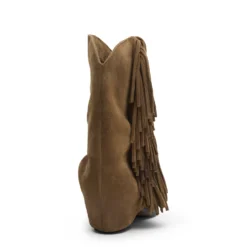 Taupe suède cowboyboots met franjes