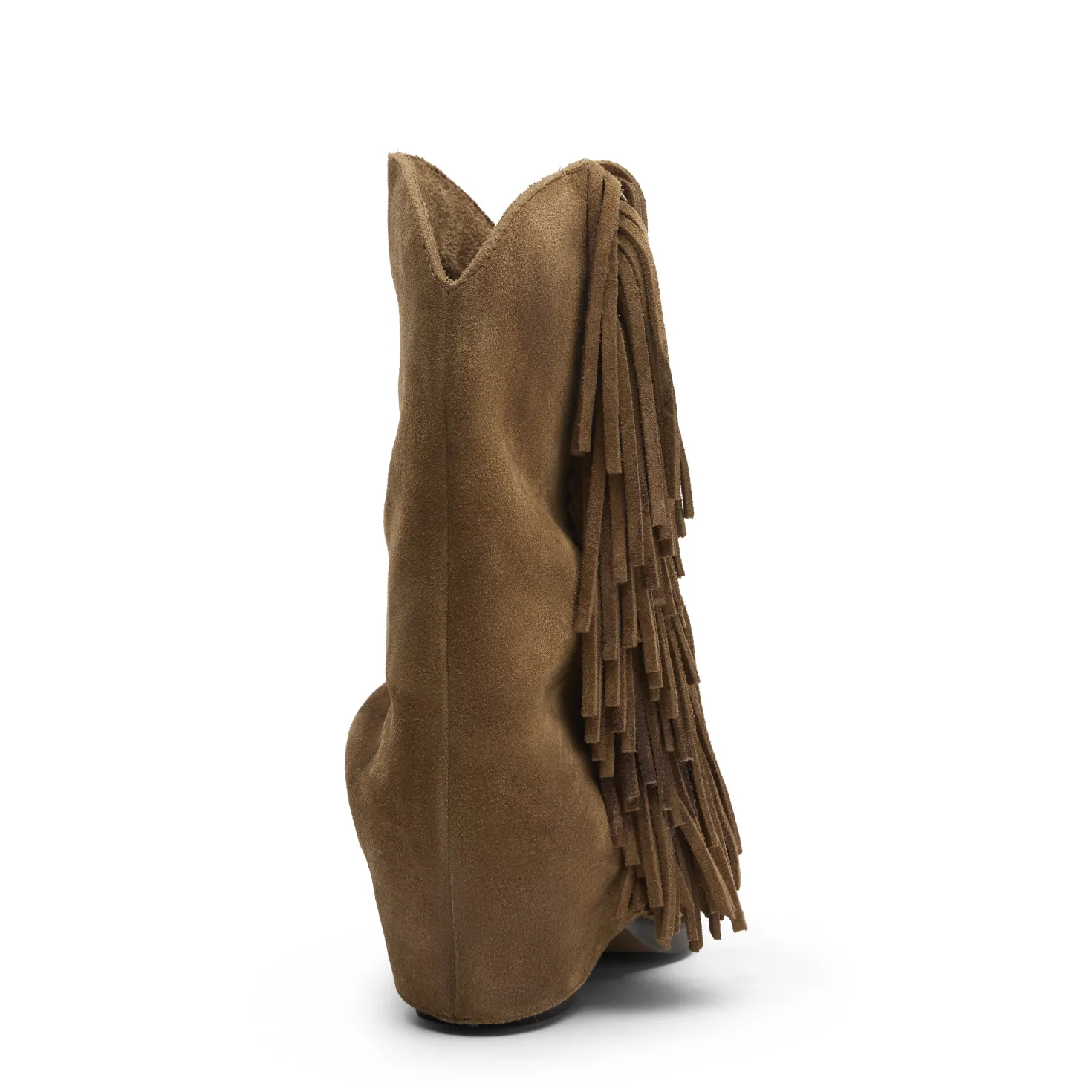 Taupe suède cowboyboots met franjes
