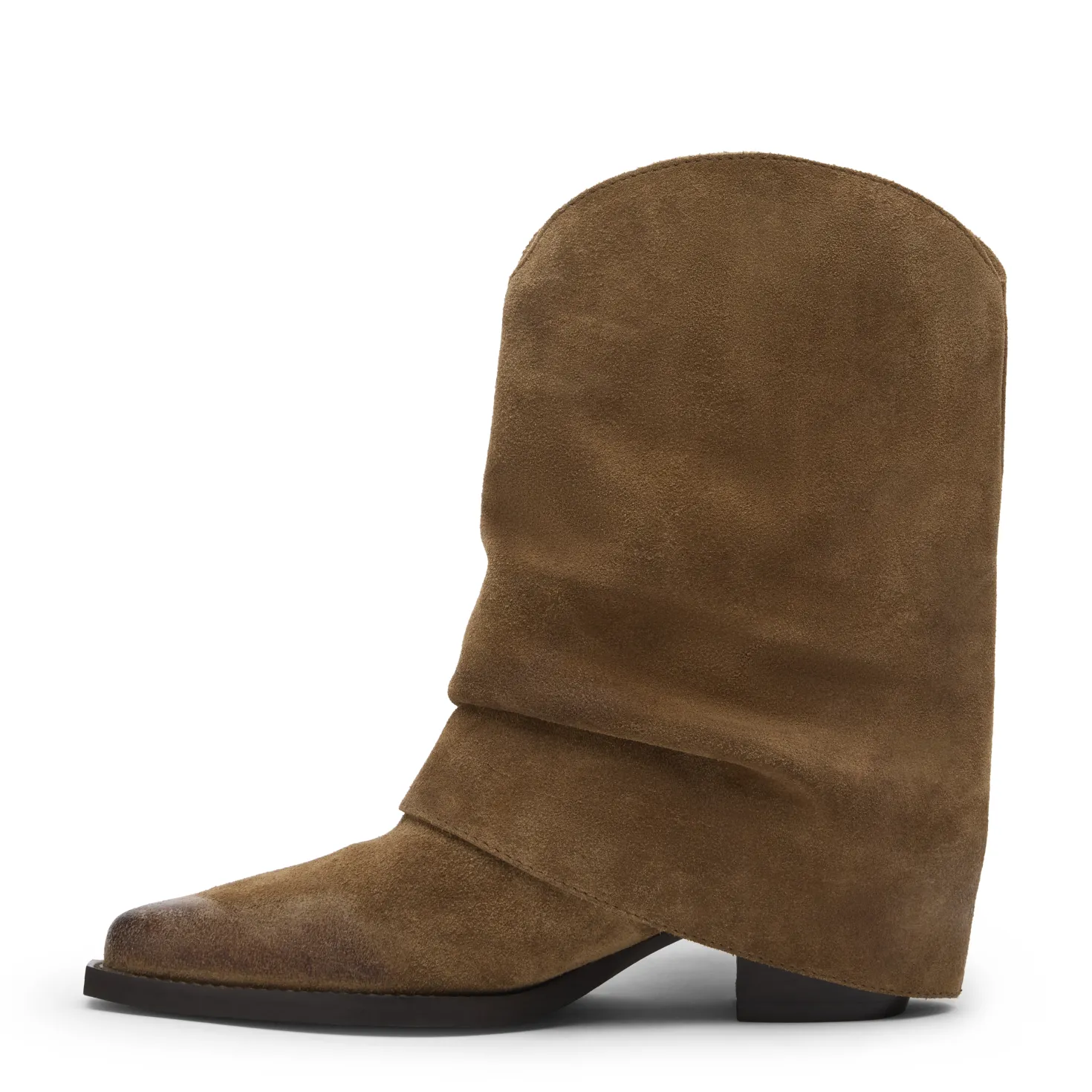 Taupe suède cowboyboots met franjes