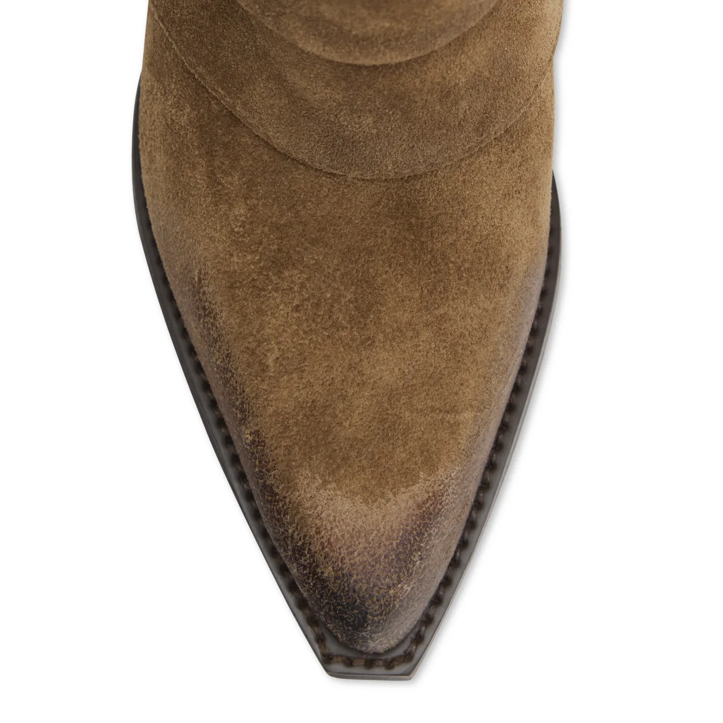 Taupe suède cowboyboots met franjes