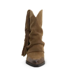 Taupe suède cowboyboots met franjes