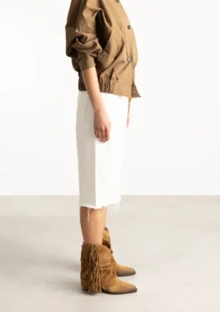 Taupe suède cowboyboots met franjes