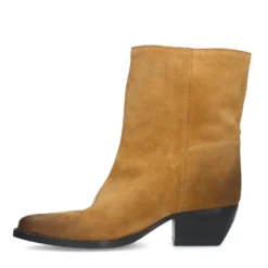 Taupe suède enkellaarsjes met hak