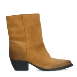 Taupe suède enkellaarsjes met hak