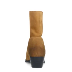 Taupe suède enkellaarsjes met hak