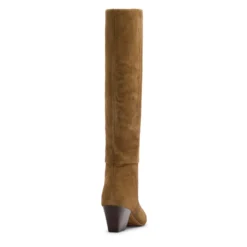 Taupe suède hoge laarzen met hak