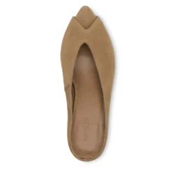 Taupe suède muiltjes met hak